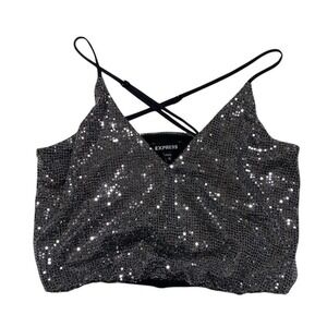 Express Black Sequin‎ Crop Top – Size Small